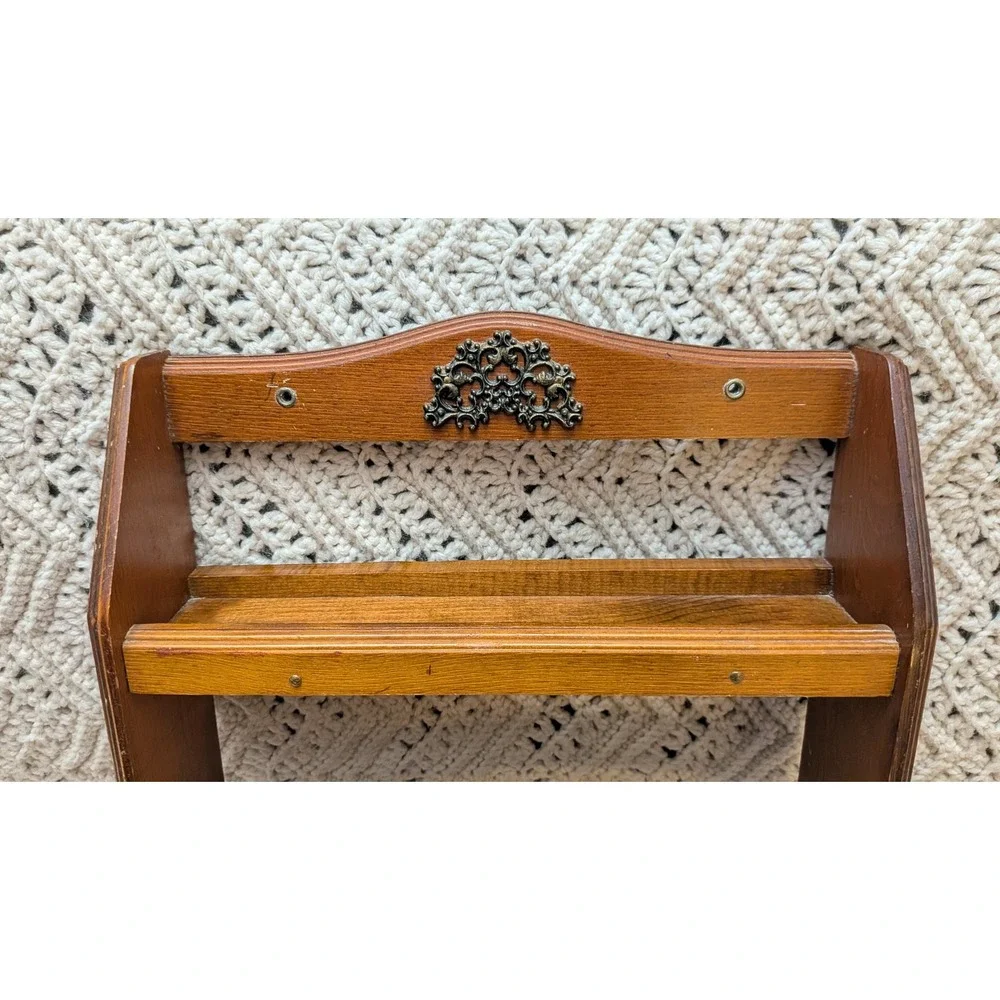 Vintage Wood Spice Rack Wall Mount 3 Tier Kitchen Organizer Brown 15x13